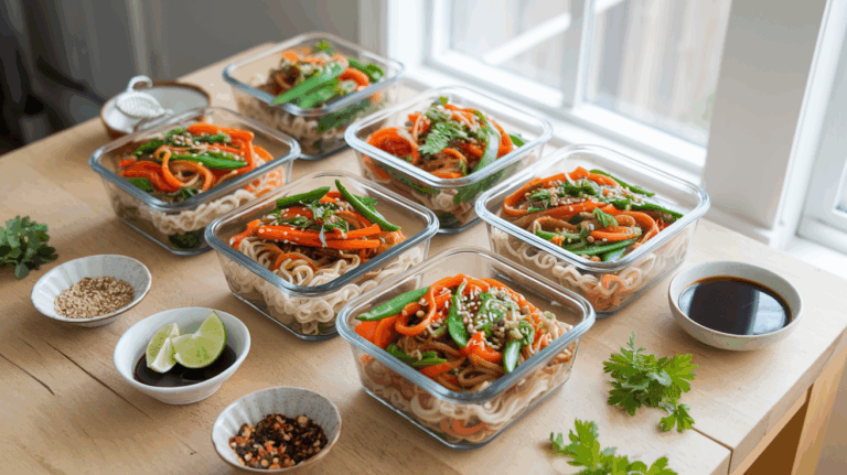 Vegetarische Asia Nudelbox – dein frisches Mealprep für die Woche